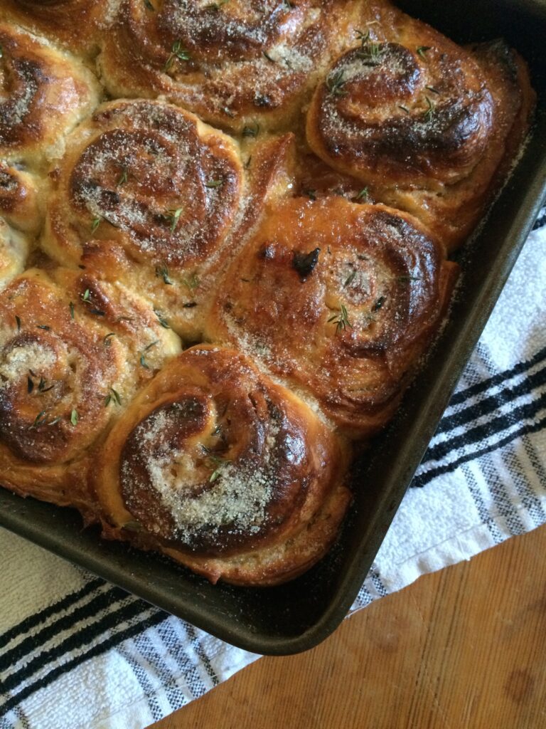 Pancetta, Peach, Bourbon & Thyme Breakfast Buns