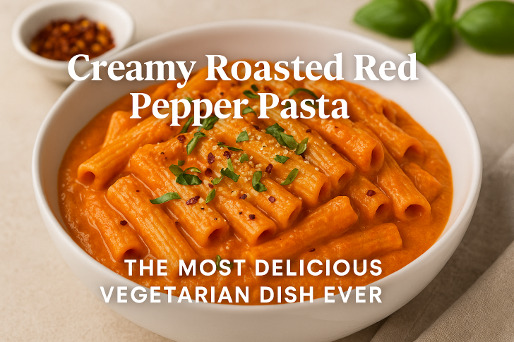 Delicious Vegetarian Creamy Roasted Red Pepper Pasta