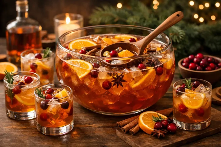 Bourbon Punch for Holidays That Feeds a Crowd